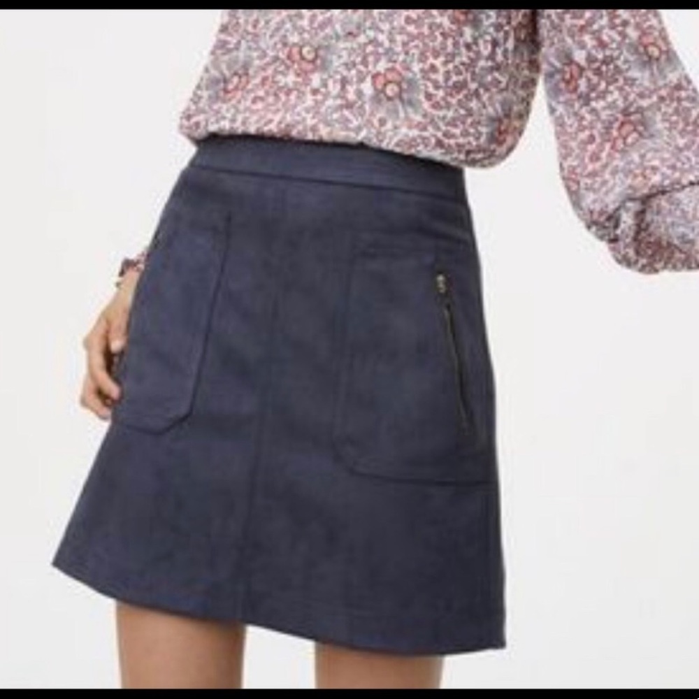 Loft Navy Faux Suede Skirt
